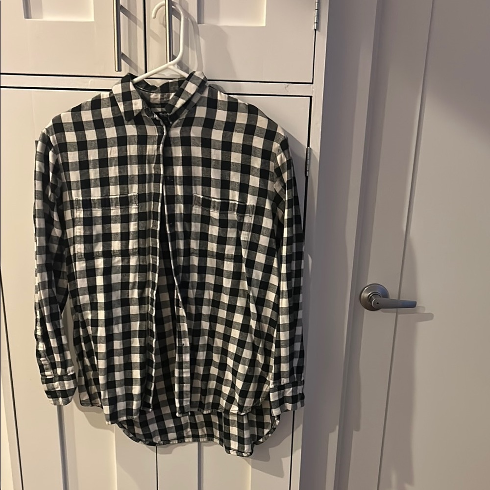 Black and White Checkered Button-Up Shirt